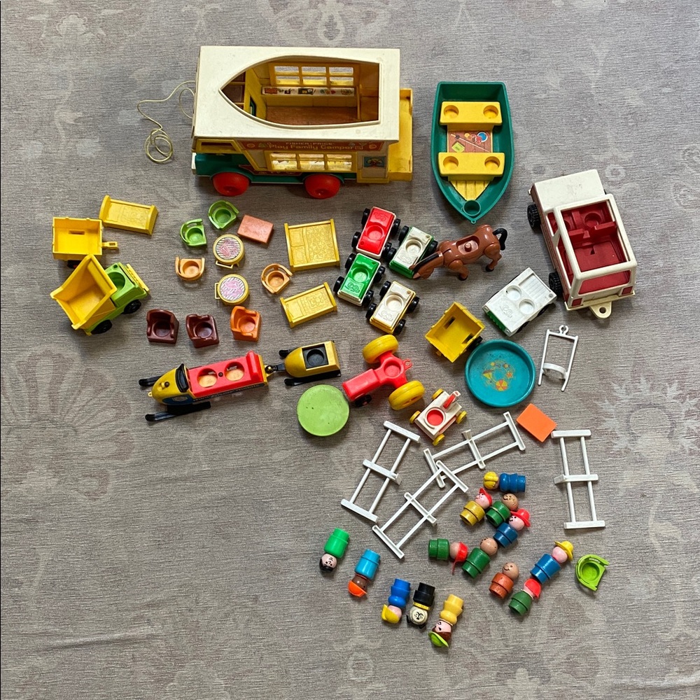 Vintage fisher price little people lot of 50 assorted items. Need sold moving